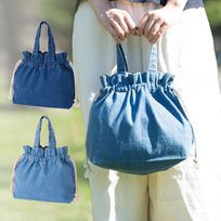 ライトデニム巾着トート(S)