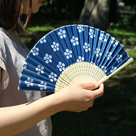 白竹扇子 涼風藍染 2柄アソート