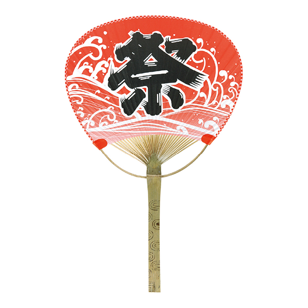 竹うちわ　中万　赤祭