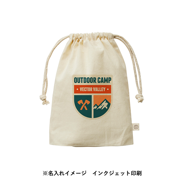 オーガニックコットンガゼット巾着(M)　ナチュラル
