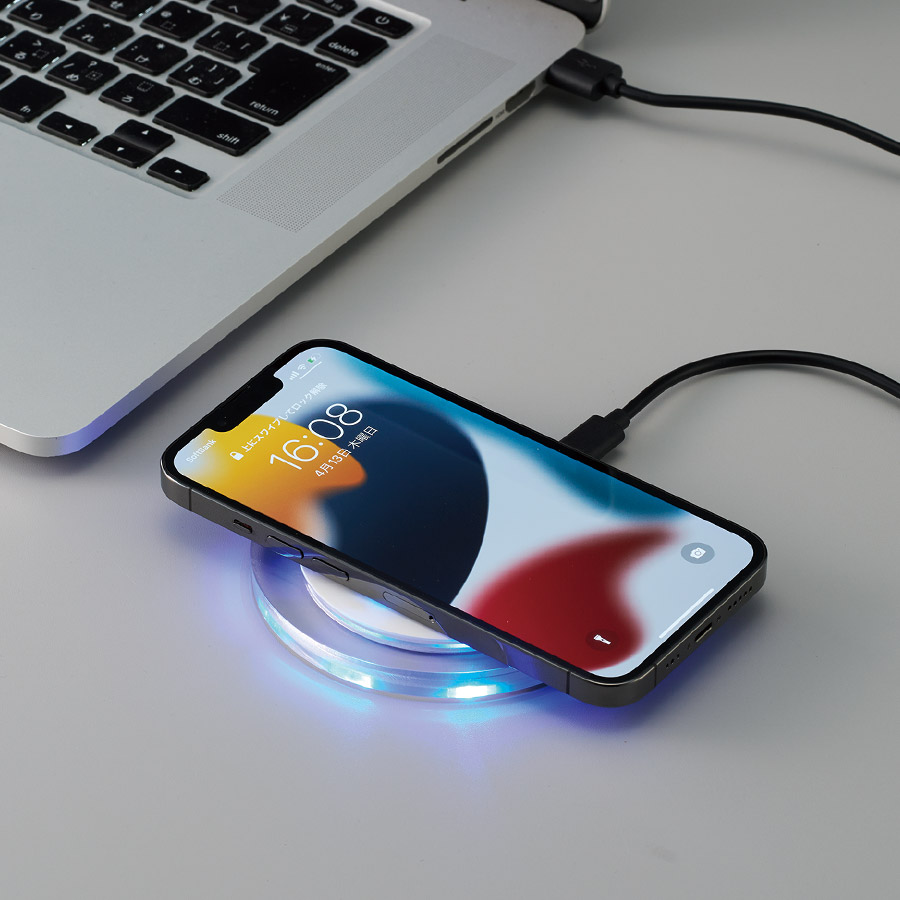 クリアワイヤレス充電器　ラウンド　5W