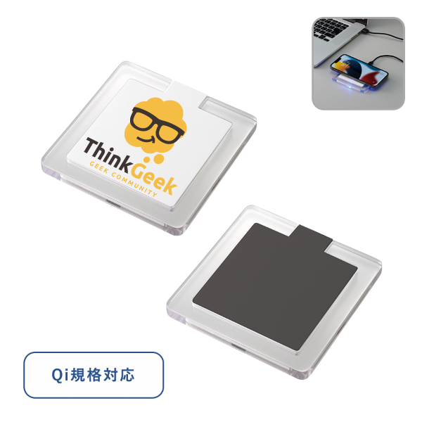 クリアワイヤレス充電器　スクエア　5W