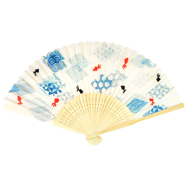 白竹扇子　金魚